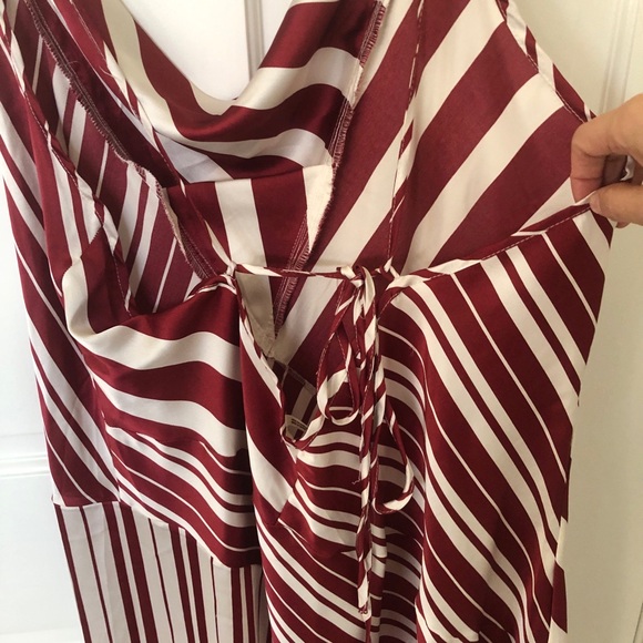 Anthropologie Asymmetrical Red and White Striped Slip Dress size XL - Picture 7 of 10